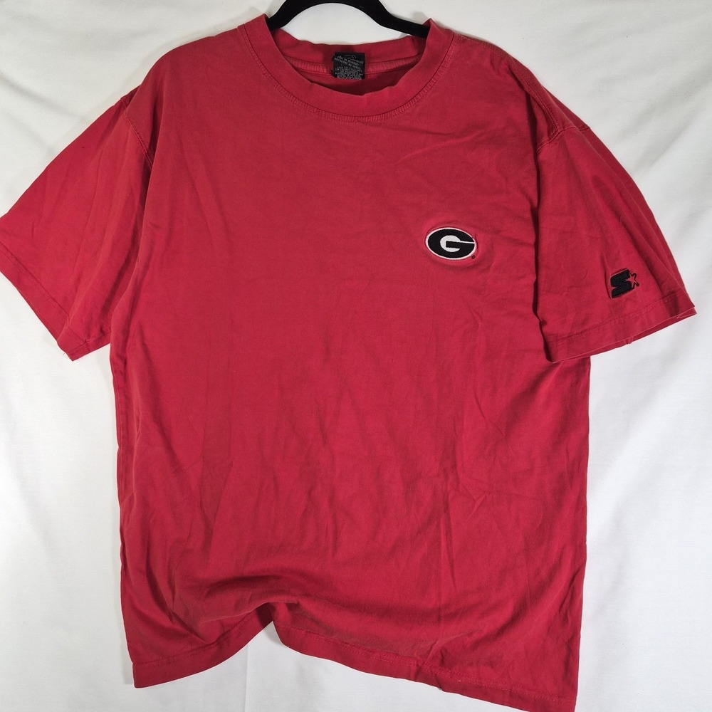 Y2k Georgia Bulldogs T-Shirt Red Starter Logo Tee NCAA Football Size L